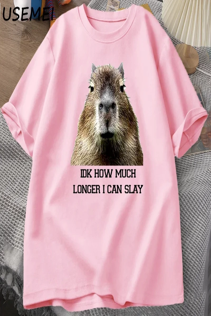 IDK ne kadar uzun ben Capybara komik Tshirt Slay eğilimleri Slay Retro hayvan T-shirt erkekle 3083