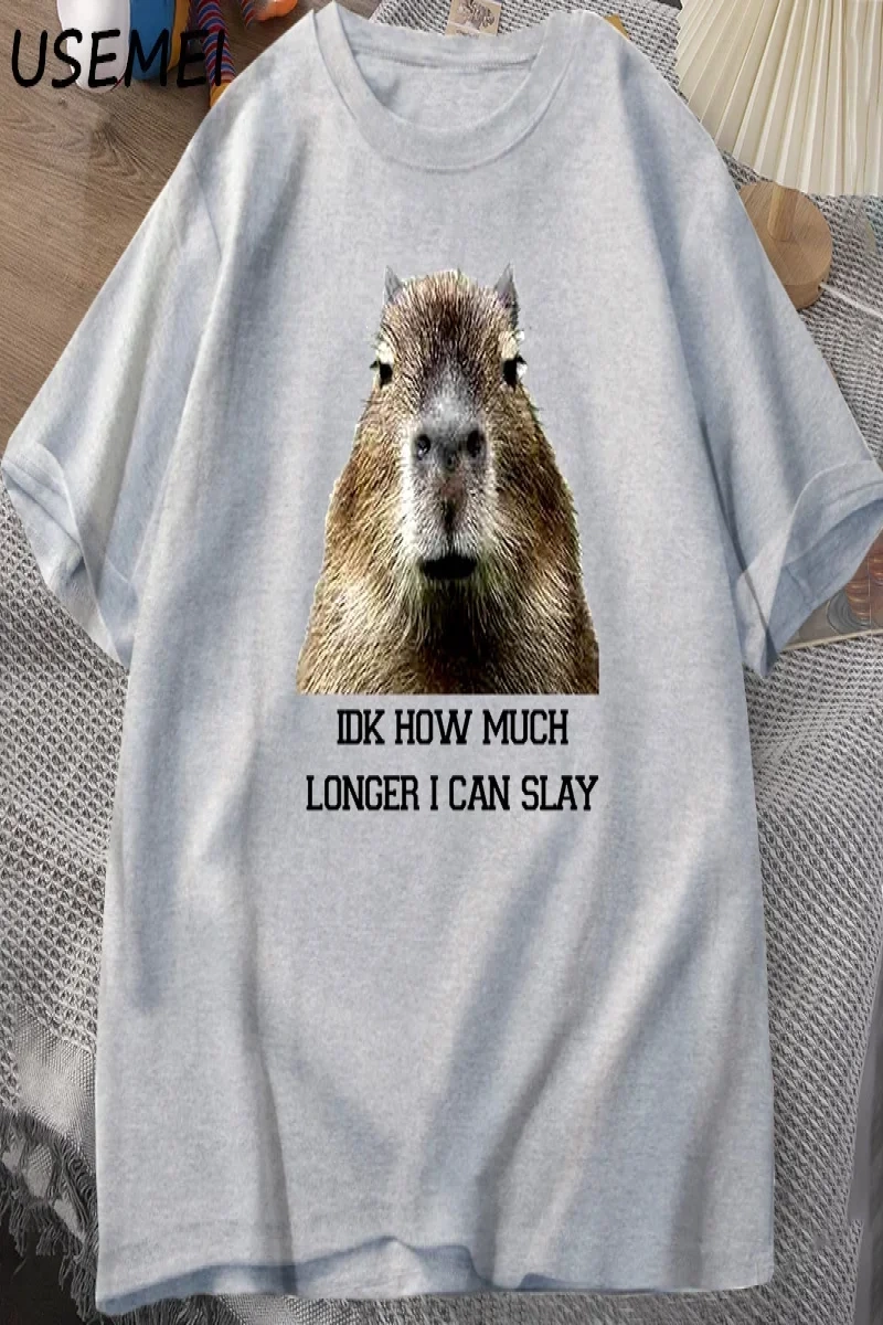 IDK ne kadar uzun ben Capybara komik Tshirt Slay eğilimleri Slay Retro hayvan T-shirt erkekle 3083