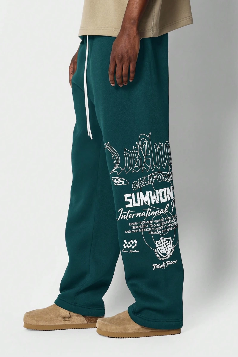 International Premium Drop Crotch Jogger Eşofman Altı Sokak Stili Tipografi Bas