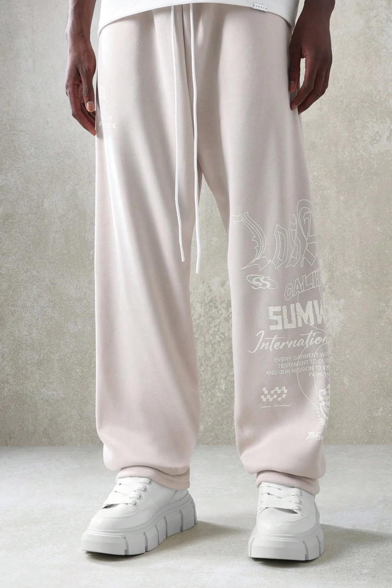 International Premium Drop Crotch Jogger Eşofman Altı Sokak Stili Tipografi Bas