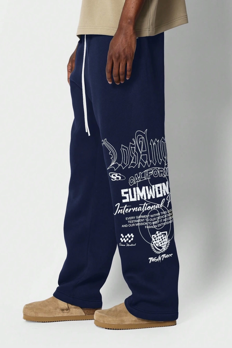 International Premium Drop Crotch Jogger Eşofman Altı Sokak Stili Tipografi Bas
