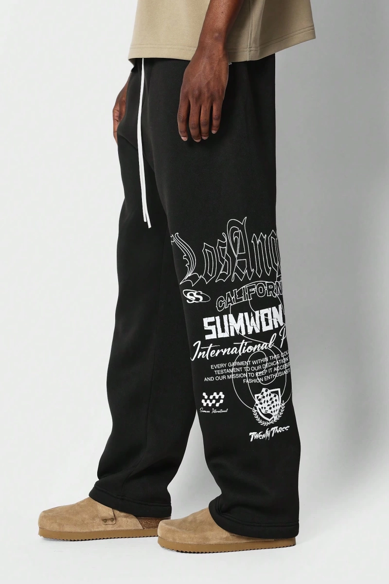 International Premium Drop Crotch Jogger Eşofman Altı Sokak Stili Tipografi Bas