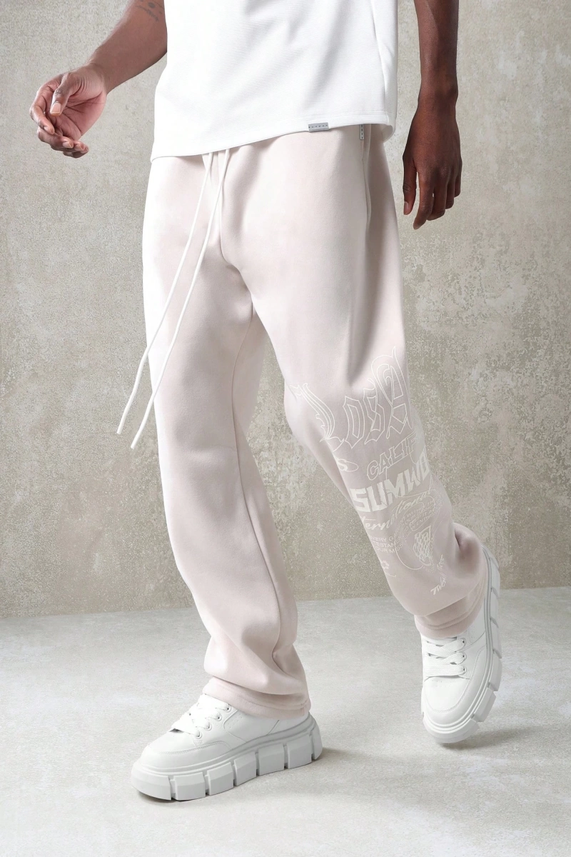 International Premium Drop Crotch Jogger Eşofman Altı Sokak Stili Tipografi Bas