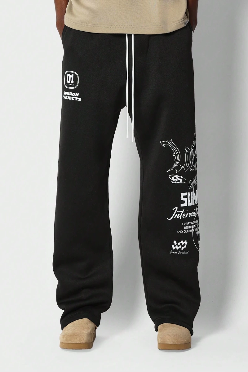 International Premium Drop Crotch Jogger Eşofman Altı Sokak Stili Tipografi Bas