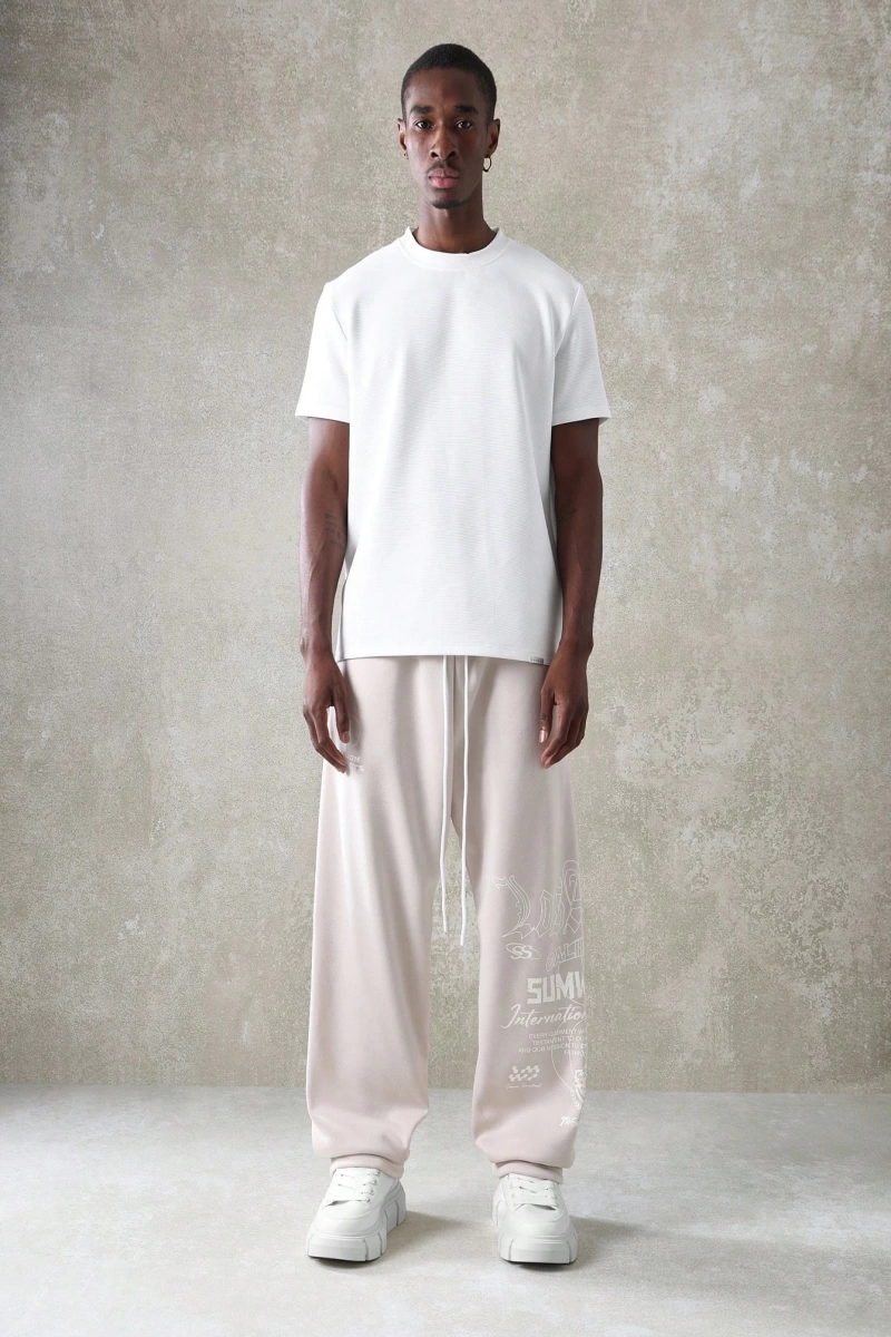 International Premium Drop Crotch Jogger Eşofman Altı Sokak Stili Tipografi Bas