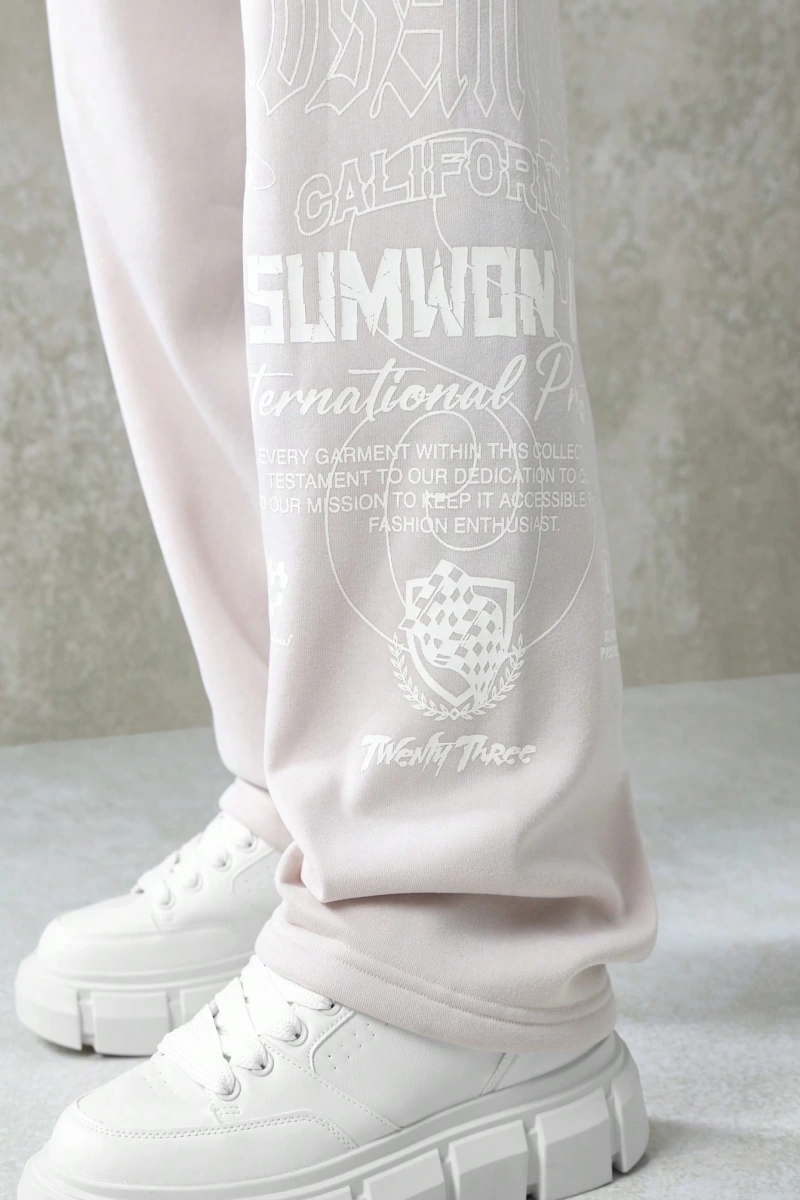 International Premium Drop Crotch Jogger Eşofman Altı Sokak Stili Tipografi Bas