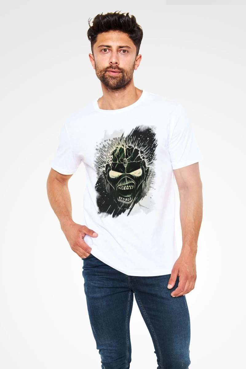 Iron Maiden Baskılı Unisex Beyaz Tişört