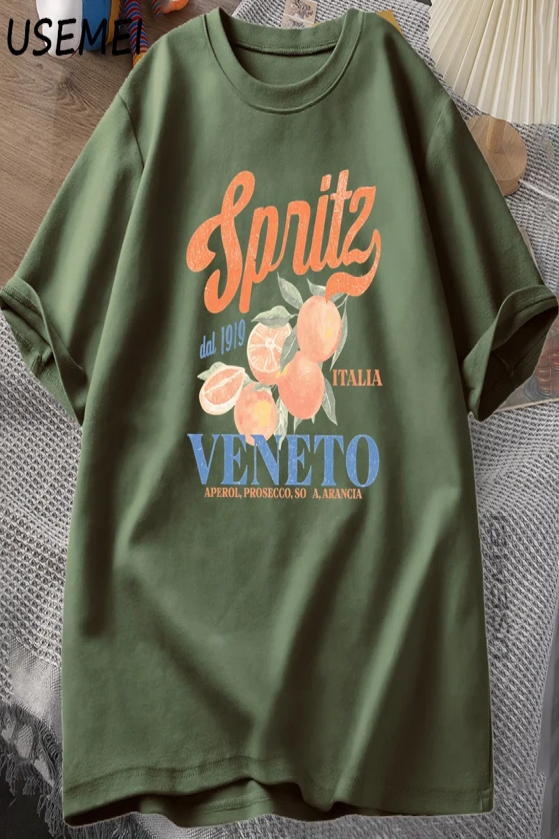 İtalyan Kokteyl Spritz T-Shirt Erkek Kadın Yaz Vintage Boho Italia Grafik Tee Pamuk Kısa Koll 2949