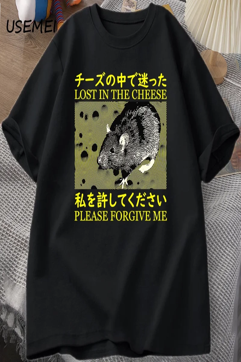 Japon tarzı kayıp peynir sıçan t-shirt erkekler pamuk kısa kollu Tadam giysileri t-sh 2879