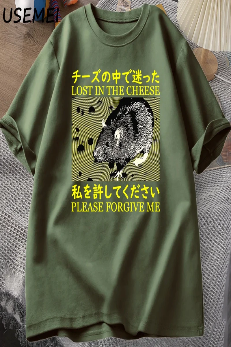 Japon tarzı kayıp peynir sıçan t-shirt erkekler pamuk kısa kollu Tadam giysileri t-sh 2879
