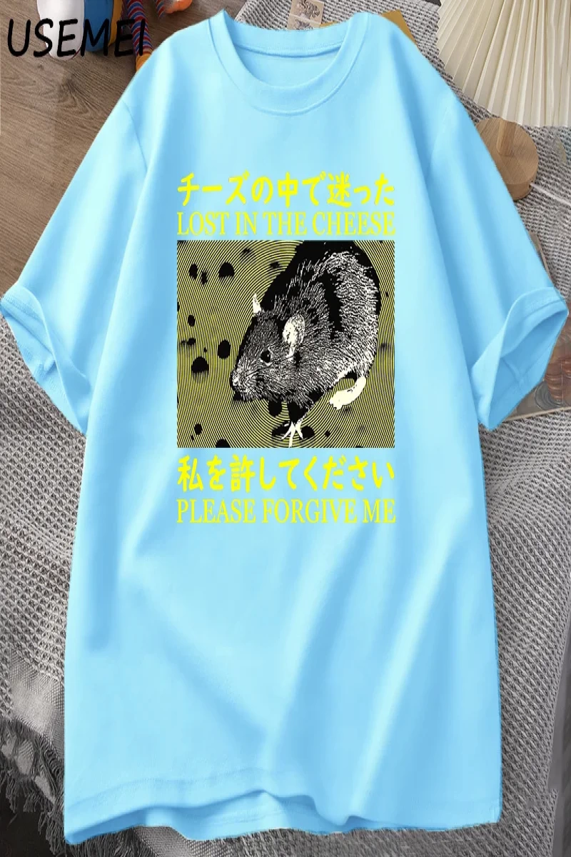 Japon tarzı kayıp peynir sıçan t-shirt erkekler pamuk kısa kollu Tadam giysileri t-sh 2879