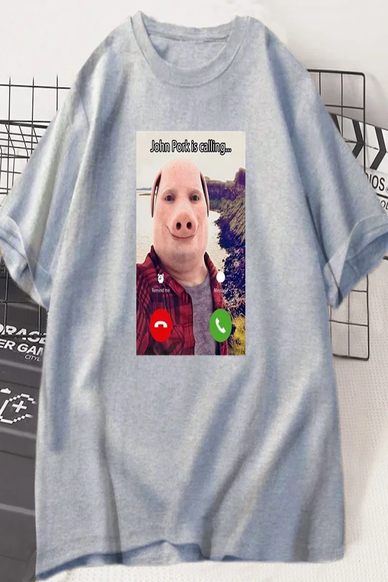 John Domuz Arıyor T Shirt Komik Grafik Tee Üst Büyük Boy Pamuk Mizah Domuz Meme Tasarım Erkek 2855