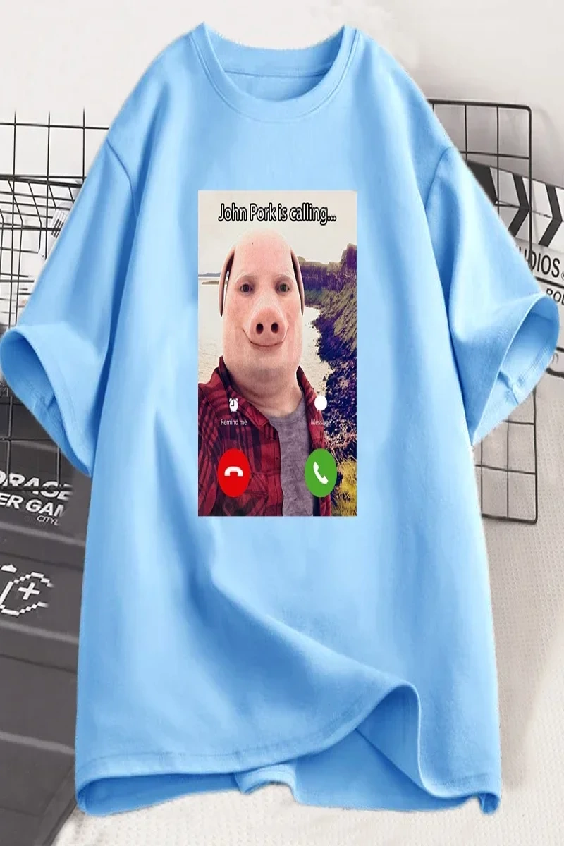 John Domuz Arıyor T Shirt Komik Grafik Tee Üst Büyük Boy Pamuk Mizah Domuz Meme Tasarım Erkek 2855