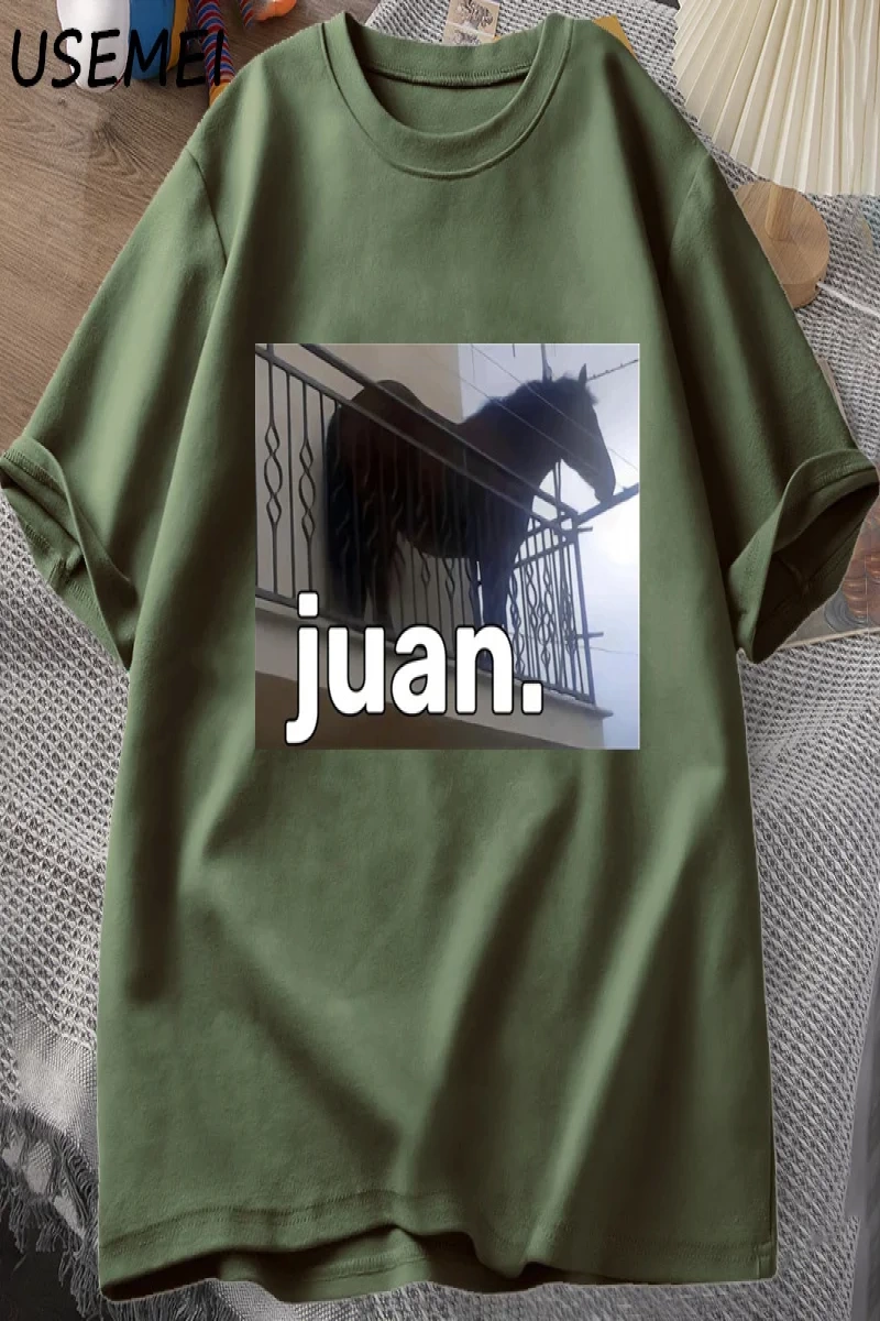 Juan Aptal At Balkon Dank Meme Grafik T Shirt Komik Adam O Boyun Rahat Kısa Kollu Tee 2797