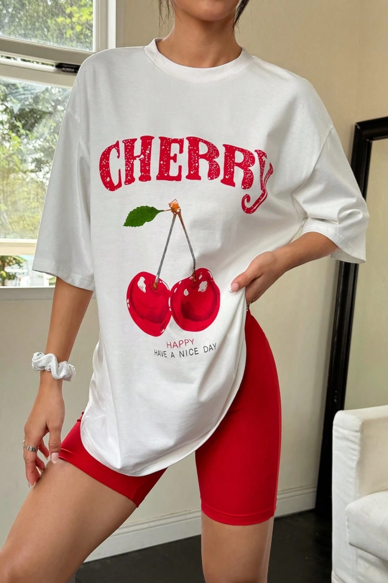 Kadın 2Lİ TAKIM OVERSİZE Trend T-shirt Şort Model 4917