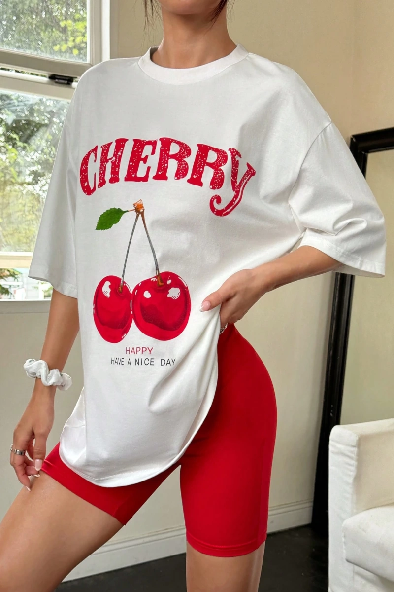 Kadın 2Lİ TAKIM OVERSİZE Trend T-shirt Şort Model 4917