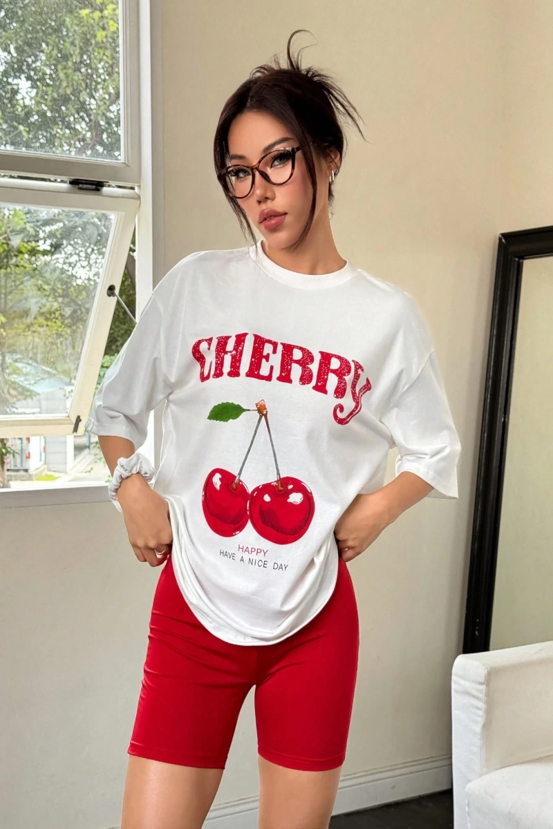 Kadın 2Lİ TAKIM OVERSİZE Trend T-shirt Şort Model 4917