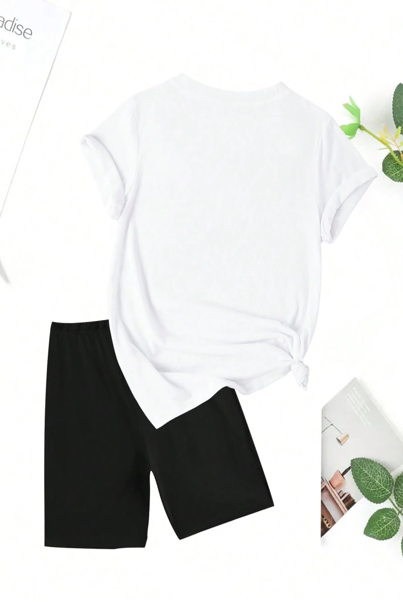 Kadın 2Lİ TAKIM OVERSİZE Trend T-shirt Şort Model 4919
