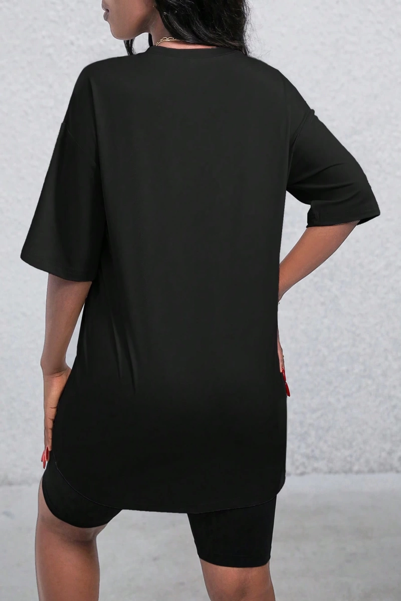 Kadın 2Lİ TAKIM OVERSİZE Trend T-shirt Şort Model 4921