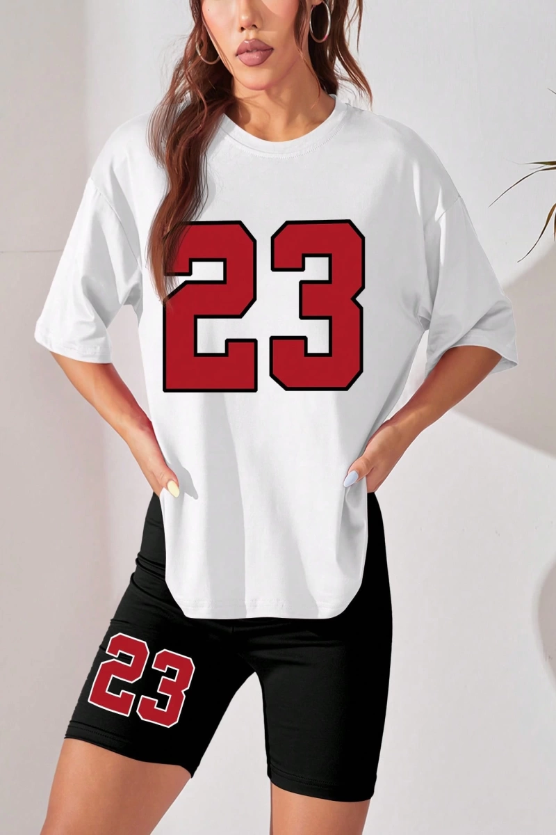 Kadın 2Lİ TAKIM OVERSİZE Trend T-shirt Şort Model 4922