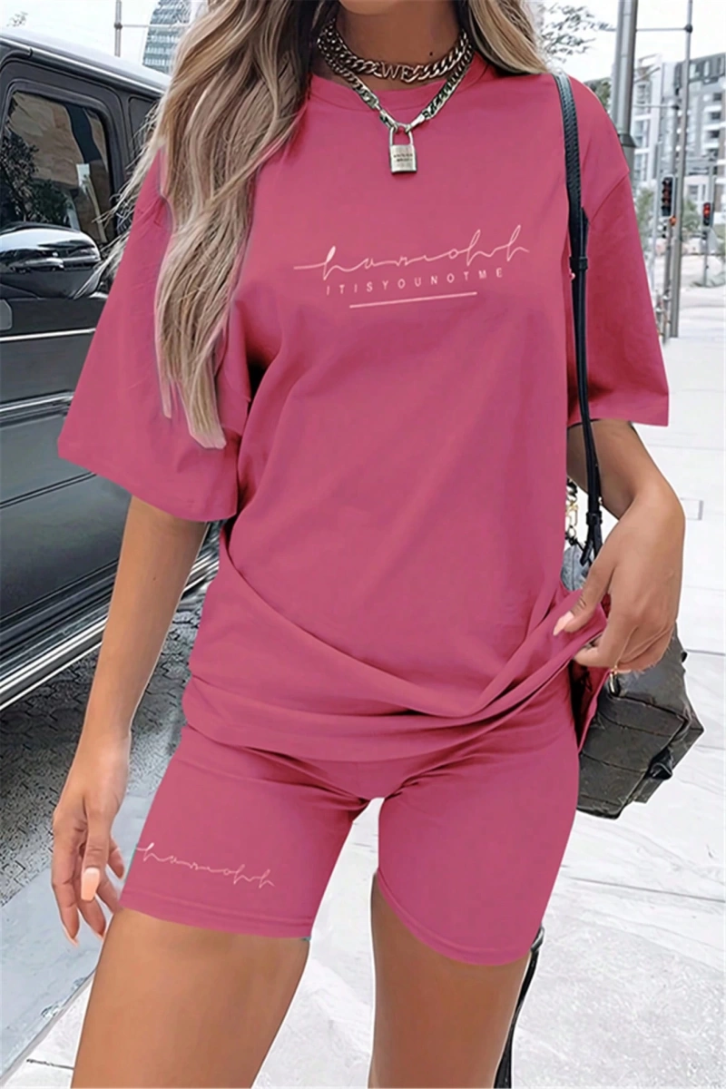 Kadın 2Lİ TAKIM OVERSİZE Trend T-shirt Şort Model 4926