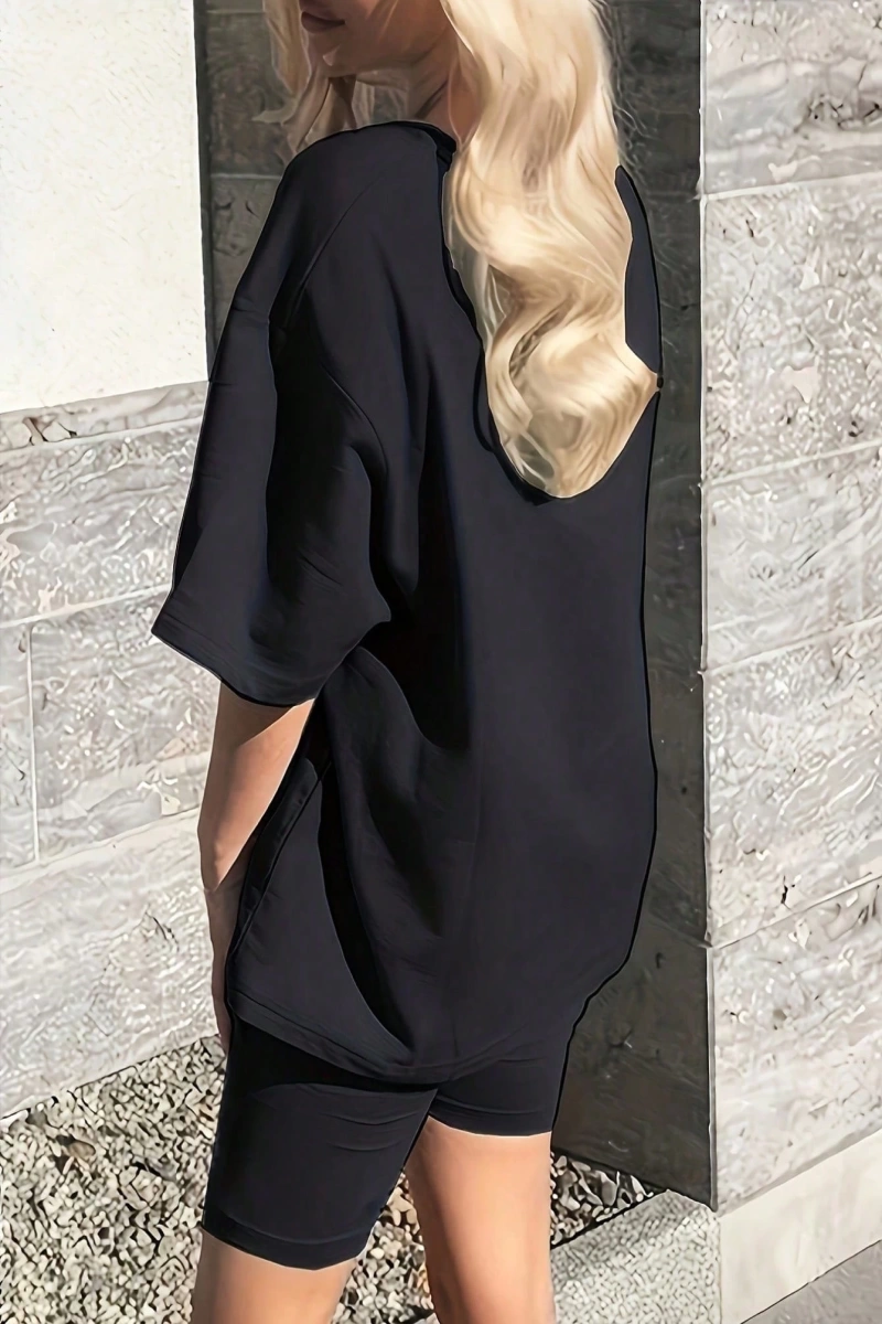 Kadın 2Lİ TAKIM OVERSİZE Trend T-shirt Şort Model 4926
