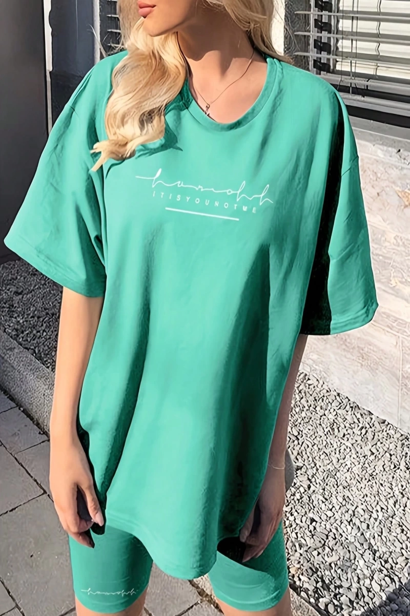 Kadın 2Lİ TAKIM OVERSİZE Trend T-shirt Şort Model 4926