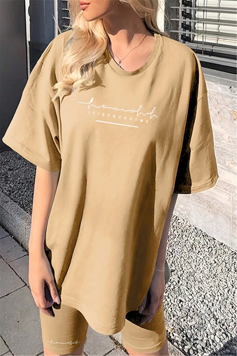 Kadın 2Lİ TAKIM OVERSİZE Trend T-shirt Şort Model 4926