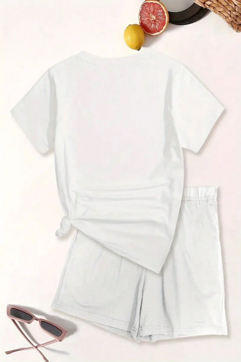 Kadın 2Lİ TAKIM OVERSİZE Trend T-shirt Şort Model 4928