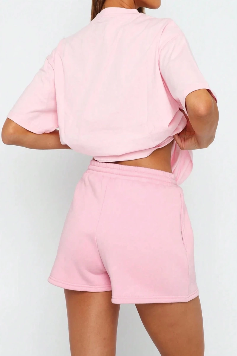 Kadın 2Lİ TAKIM OVERSİZE Trend T-shirt Şort Model 4931