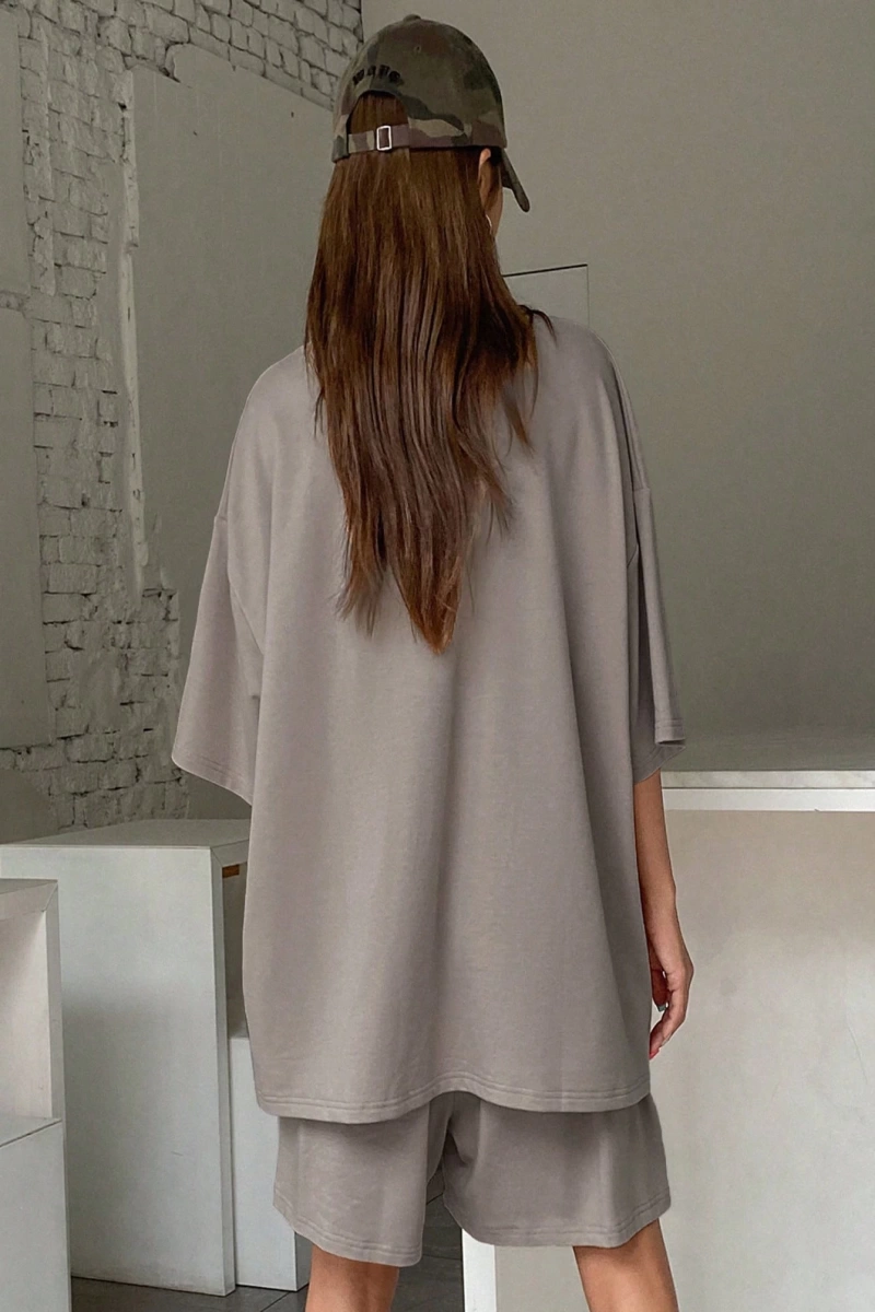 Kadın 2Lİ TAKIM OVERSİZE Trend T-shirt Şort Model 4933