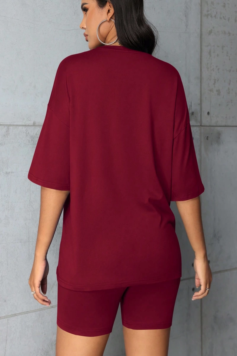 Kadın 2Lİ TAKIM OVERSİZE Trend T-shirt Şort Model 4937