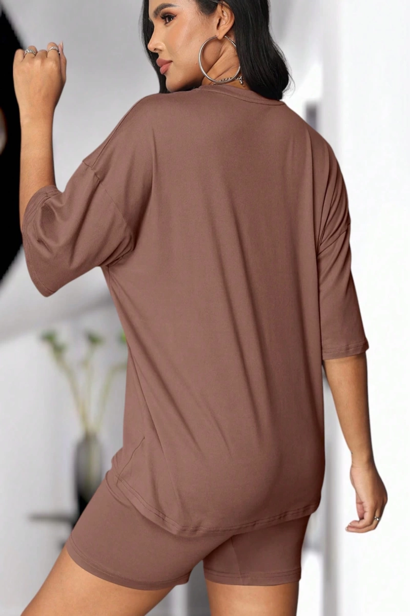 Kadın 2Lİ TAKIM OVERSİZE Trend T-shirt Şort Model 4937