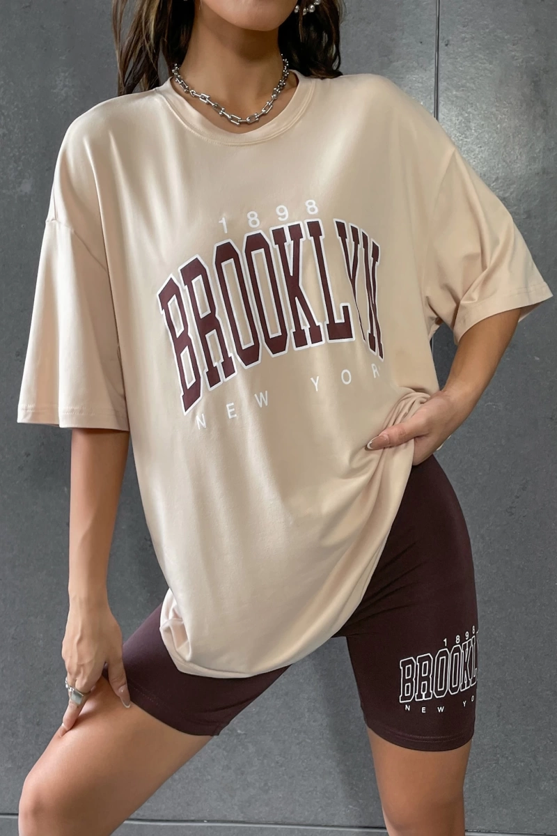 Kadın 2Lİ TAKIM OVERSİZE Trend T-shirt Şort Model 4939