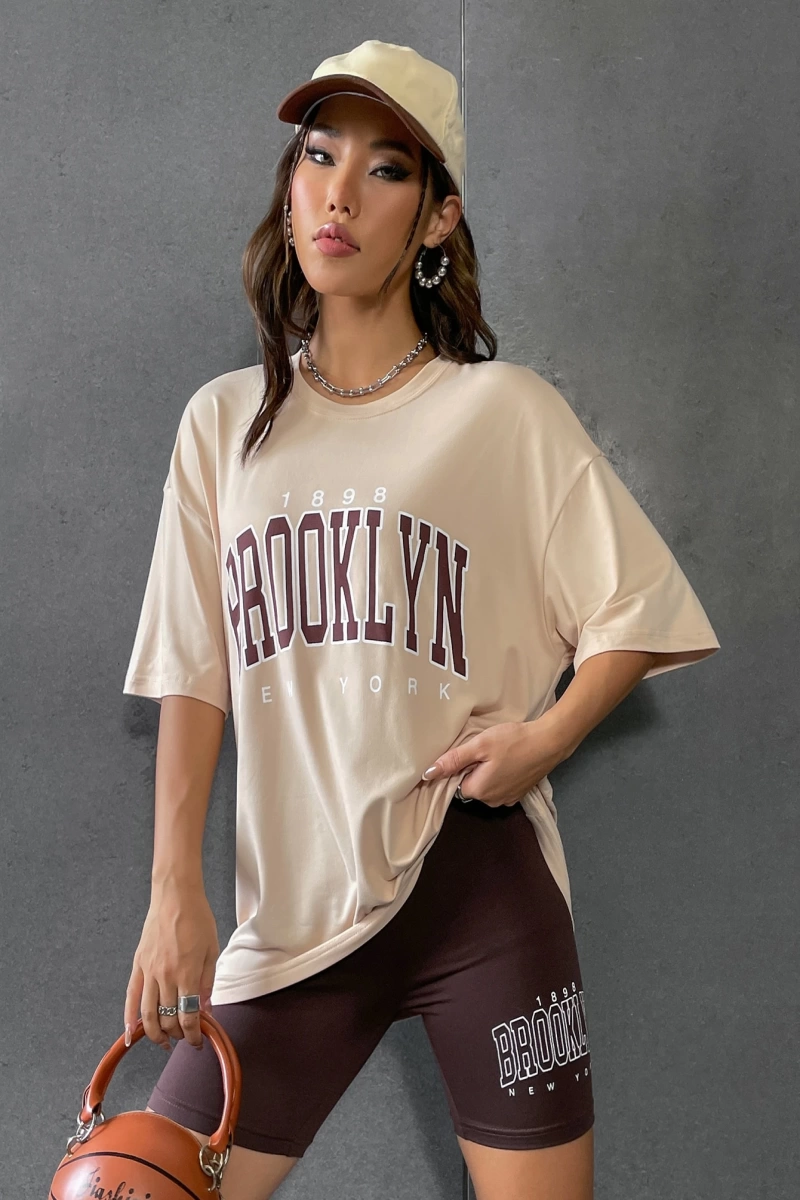 Kadın 2Lİ TAKIM OVERSİZE Trend T-shirt Şort Model 4939