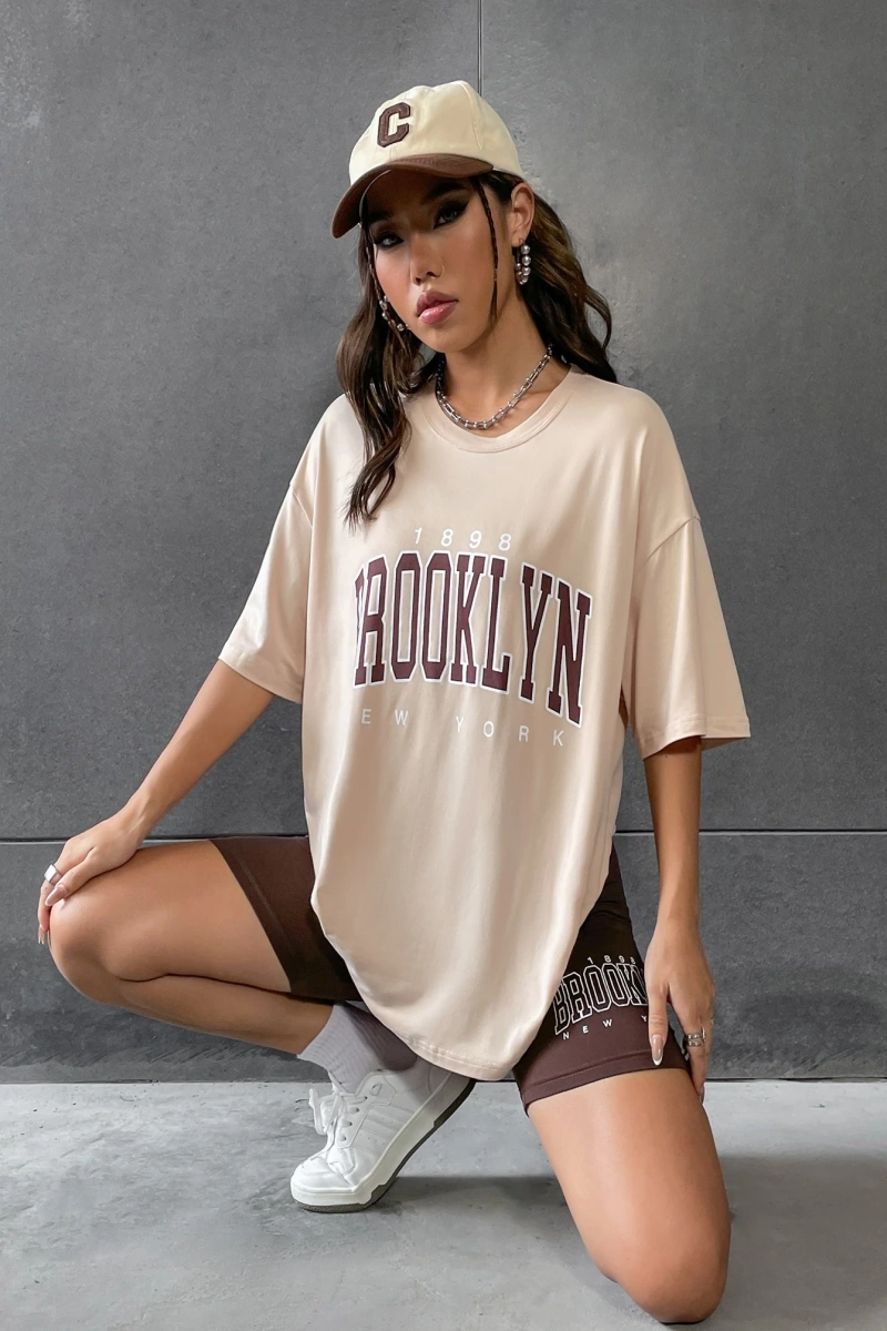 Kadın 2Lİ TAKIM OVERSİZE Trend T-shirt Şort Model 4939