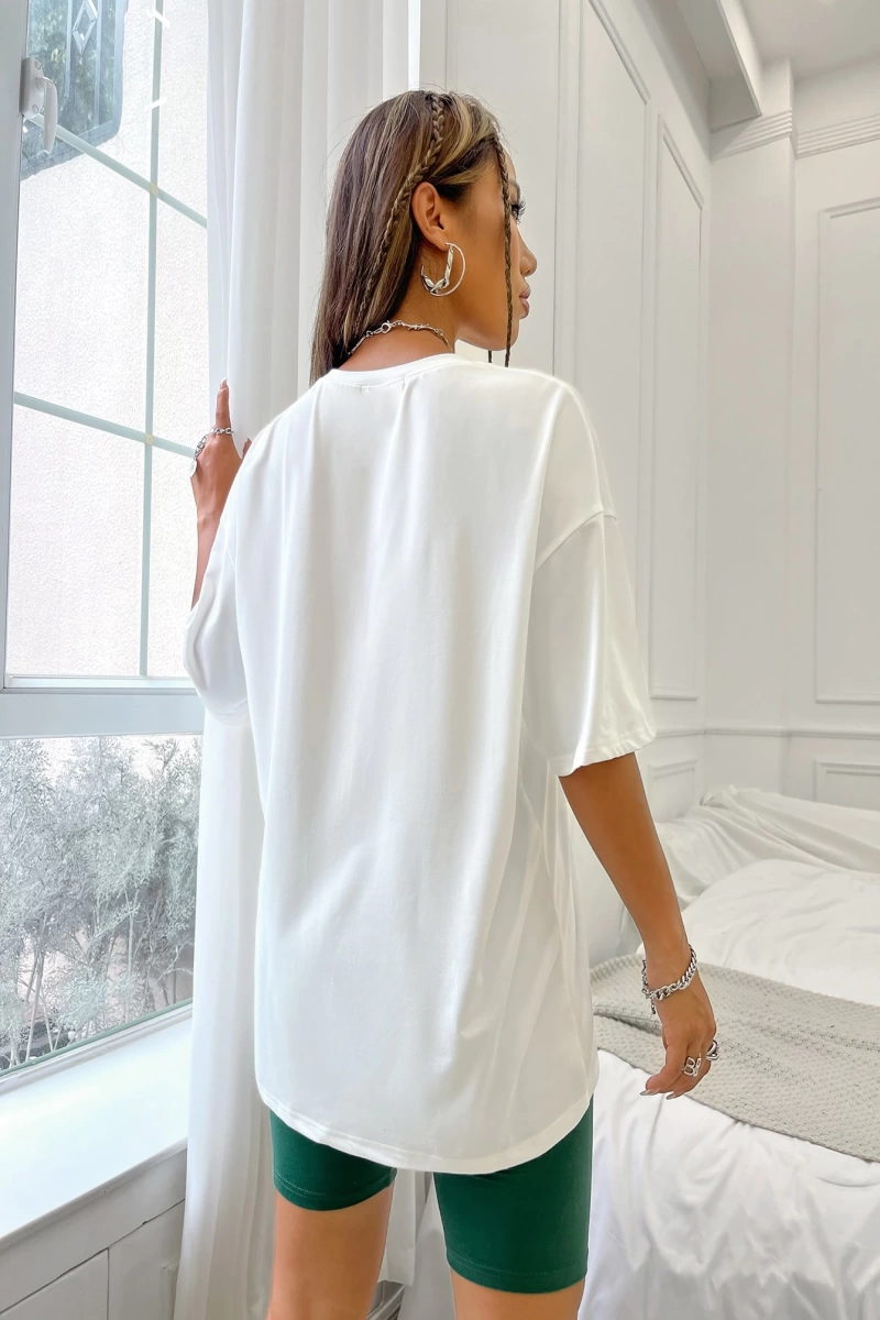 Kadın 2Lİ TAKIM OVERSİZE Trend T-shirt Şort Model 4948
