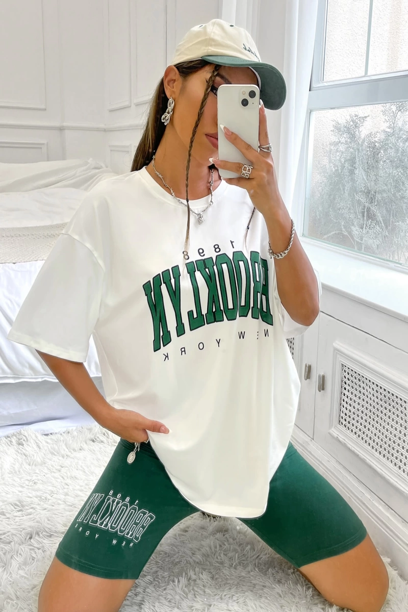 Kadın 2Lİ TAKIM OVERSİZE Trend T-shirt Şort Model 4948