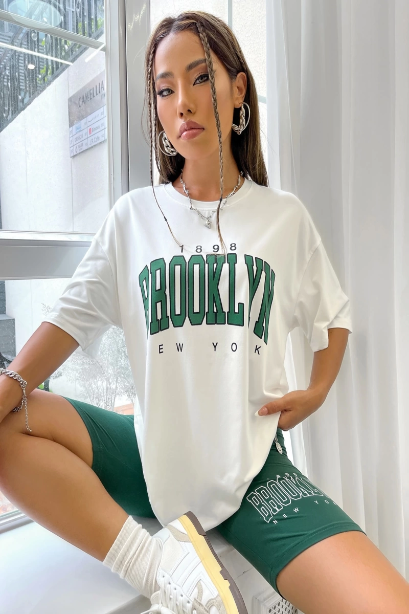 Kadın 2Lİ TAKIM OVERSİZE Trend T-shirt Şort Model 4948