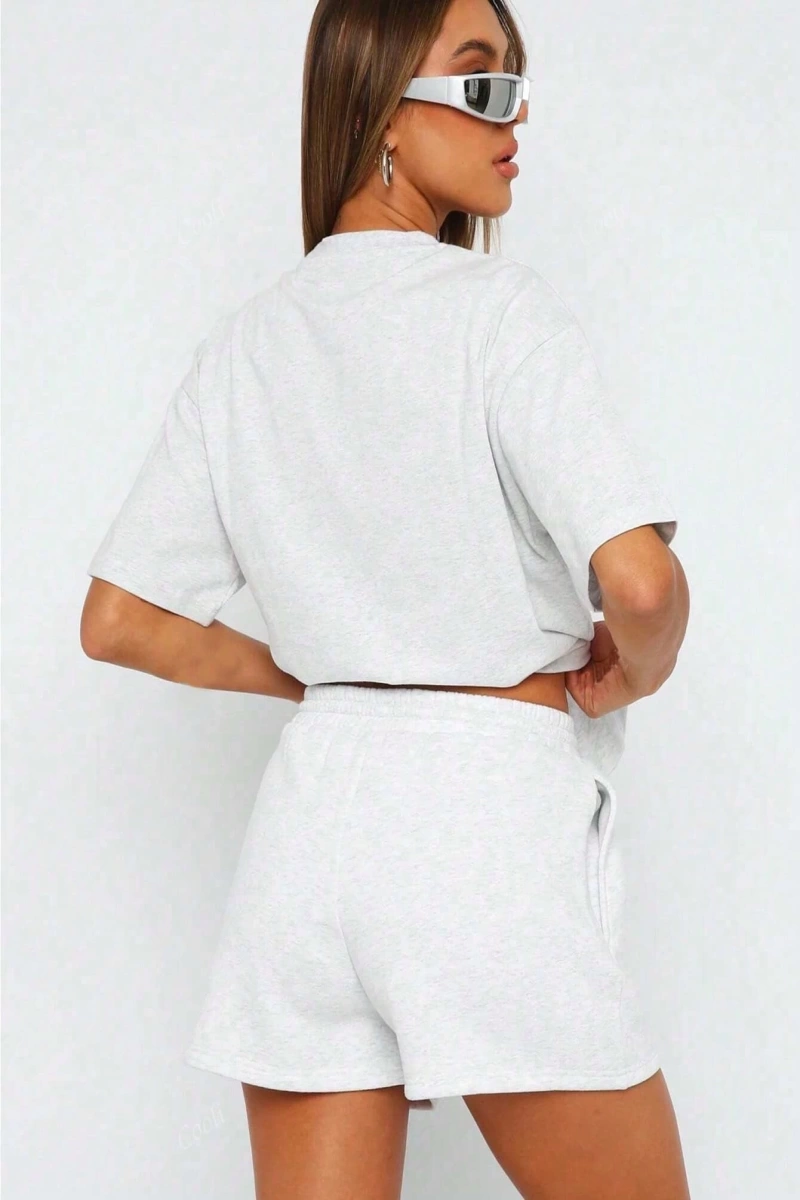 Kadın 2Lİ TAKIM OVERSİZE Trend T-shirt Şort Model 4950