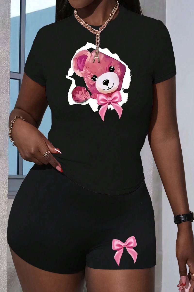 Kadın 2Lİ TAKIM OVERSİZE Trend T-shirt Şort Model 4952