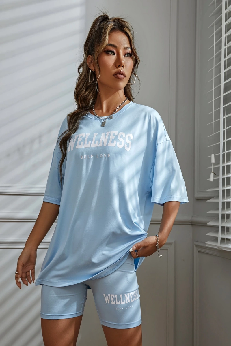 Kadın 2Lİ TAKIM OVERSİZE Trend T-shirt Şort Model 4957