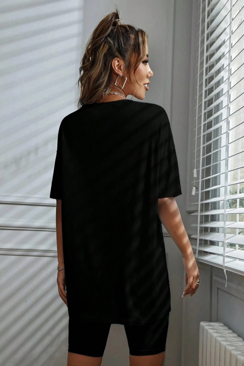 Kadın 2Lİ TAKIM OVERSİZE Trend T-shirt Şort Model 4962