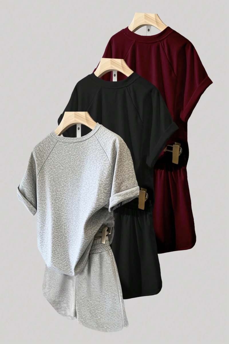 Kadın 2Lİ TAKIM OVERSİZE Trend T-shirt Şort Model 4963