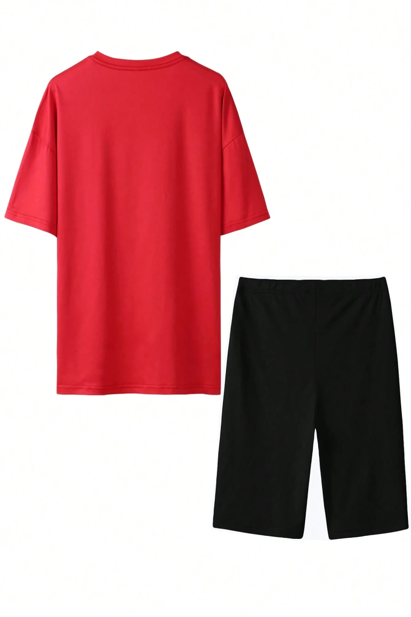 Kadın 2Lİ TAKIM OVERSİZE Trend T-shirt Şort Model 4964