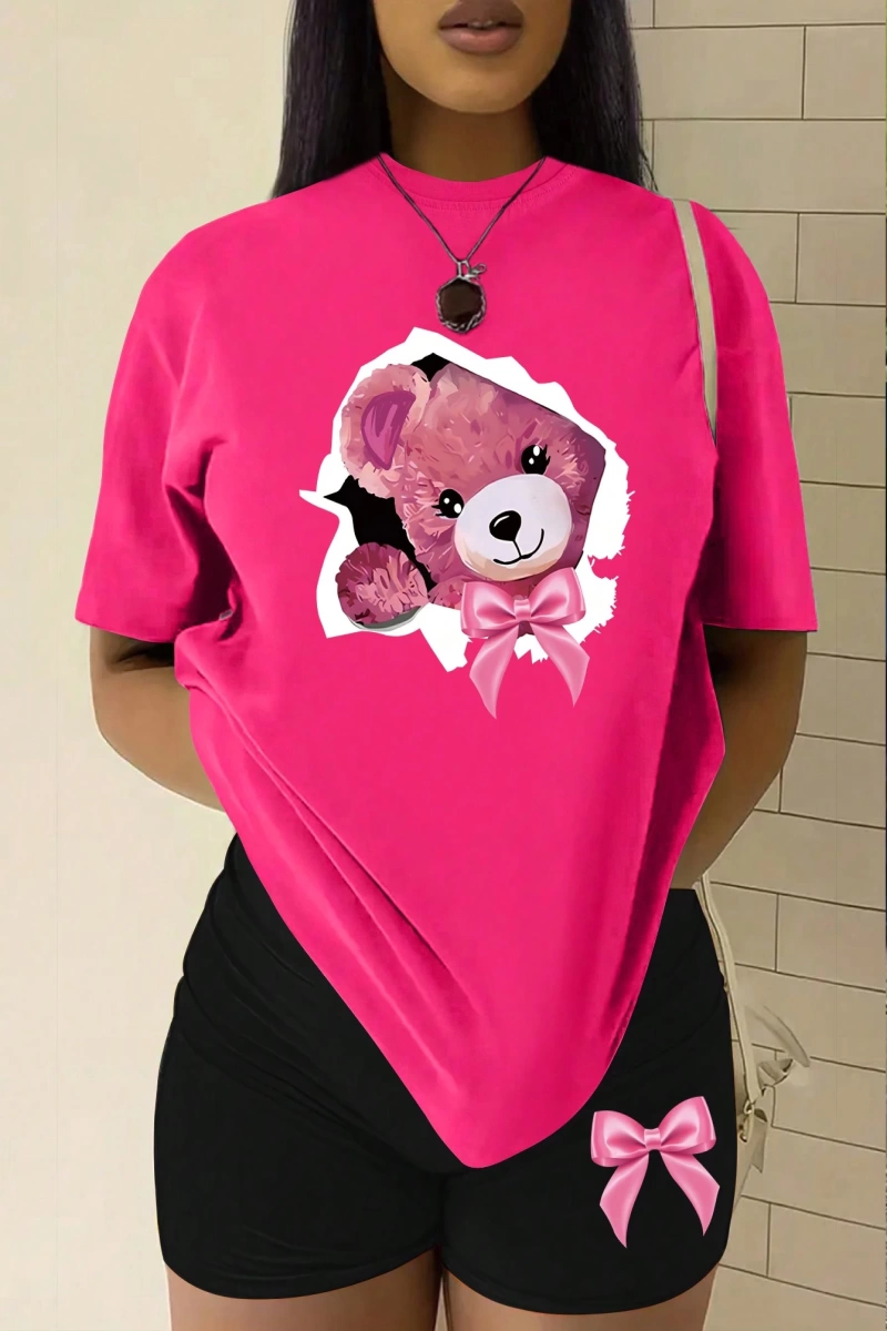 Kadın 2Lİ TAKIM OVERSİZE Trend T-shirt Şort Model 4969