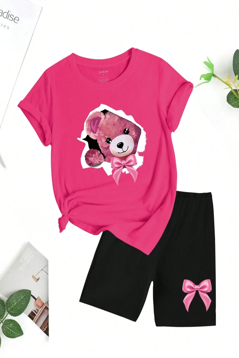 Kadın 2Lİ TAKIM OVERSİZE Trend T-shirt Şort Model 4969