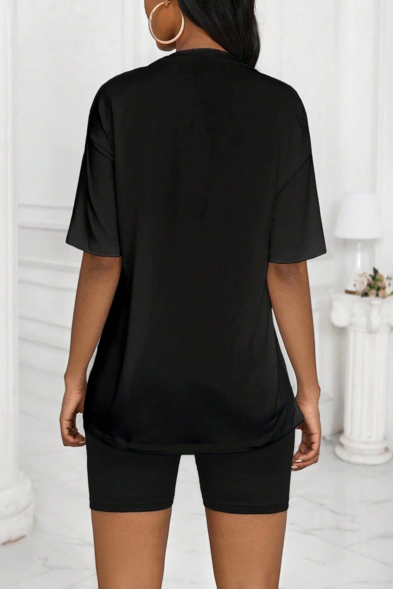 Kadın 2Lİ TAKIM OVERSİZE Trend T-shirt Şort Model 4970