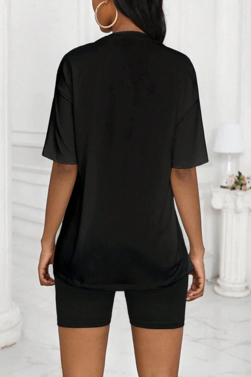 Kadın 2Lİ TAKIM OVERSİZE Trend T-shirt Şort Model 4970
