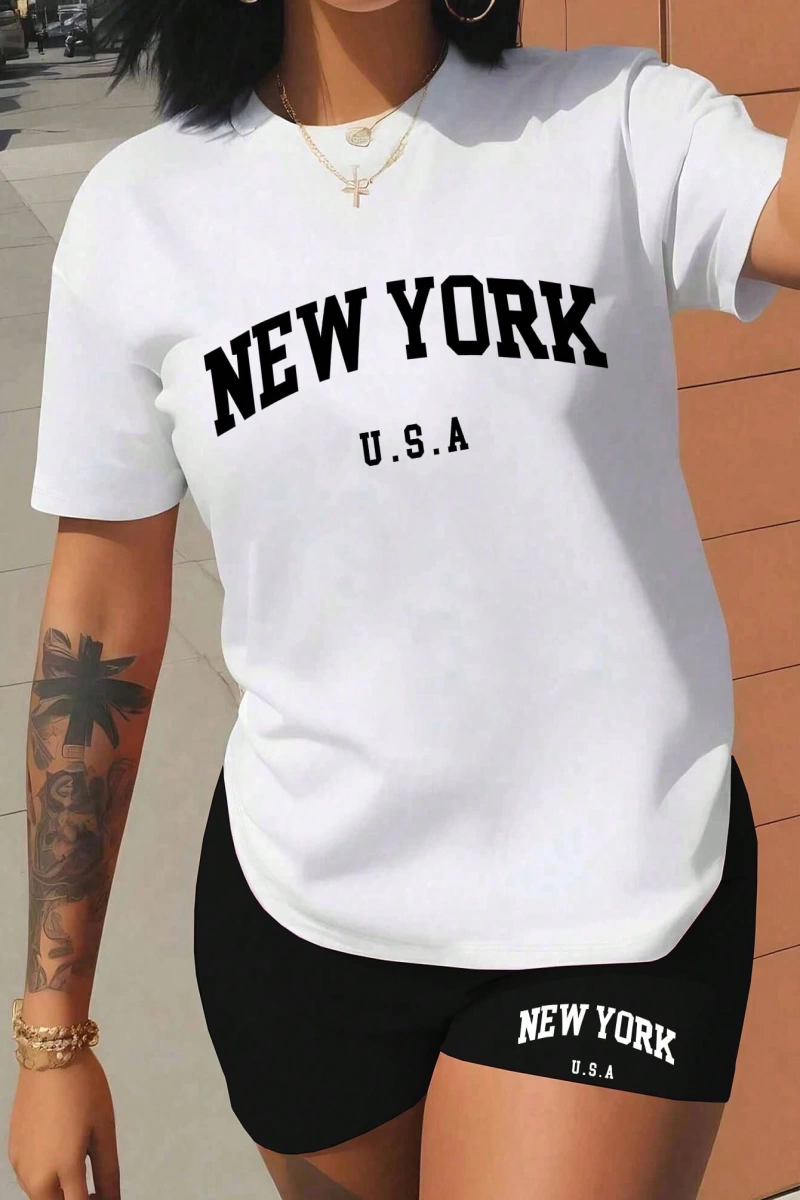 Kadın 2Lİ TAKIM OVERSİZE Trend T-shirt Şort Model 4971